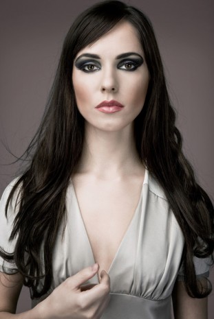 Fashion model in designer dress